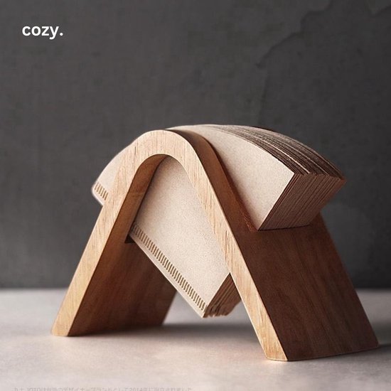 cozy.® Houten Koffiefilterhouder - Koffie Accesoires Filterkoffie - Koffiefilterhouder nr4 - Groot 120+ Stuks & Geschikt voor alle Filters - Eenvoudig & Duurzaam - Cadeau tip - Filterhouder