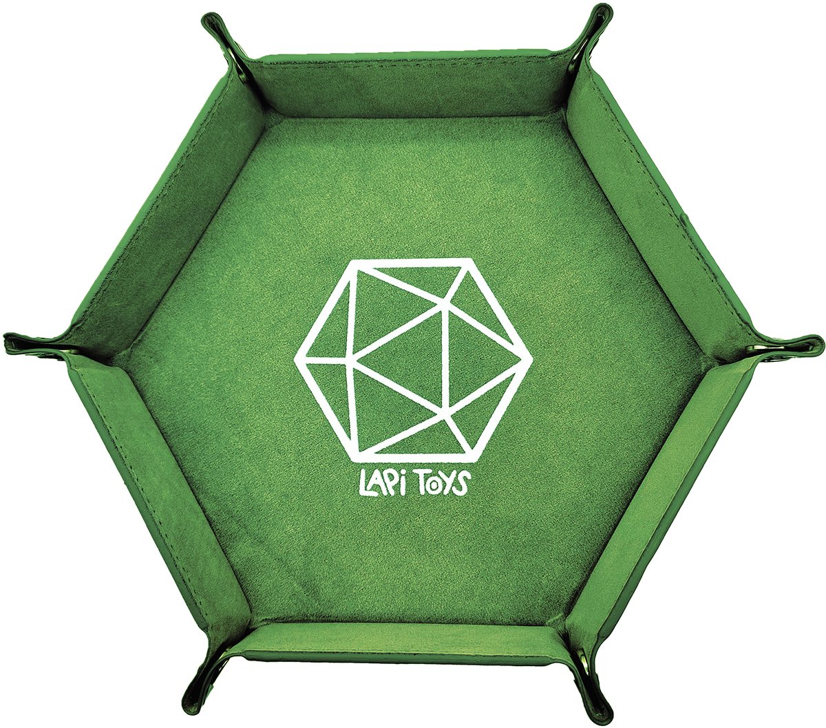 Lapi Toys - Dice Tray - Dobbelsteenbak - Dice Tray Dungeons and Dragons - DnD Dice Tray - Dobbelbak - Dobbelpiste - Pitjesbak - Opvouwbaar - Imitatieleer - Fluweel - Hexagon - Donkergroen