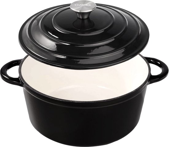 Castex Elegance Royal Gietijzeren Braadpan met Deksel 24 cm - Inductie Pan - Braadpannen Gietijzer - Zwart
