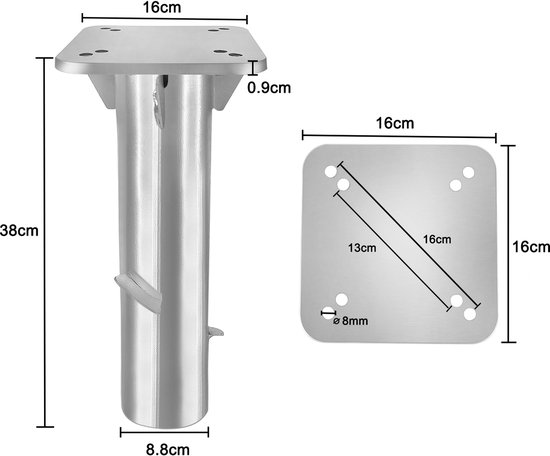 Pied de Parasol Encastré Universel Métal - Ancre de Sol Stable pour Parasol Déporté et Standard