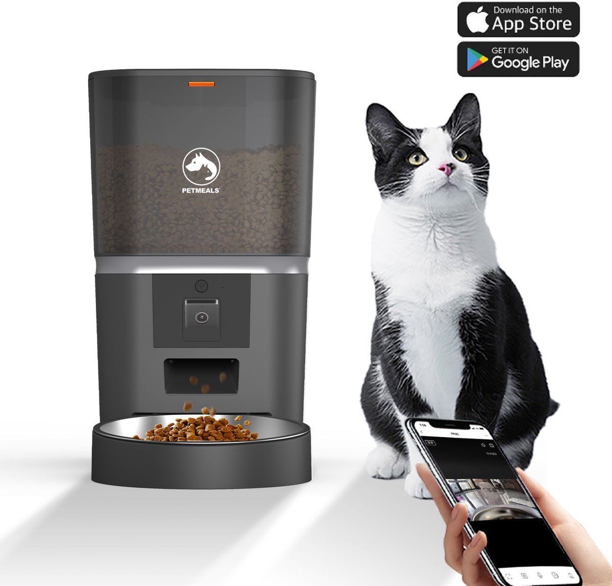 Afbeelding 2 van PetMeals® SmartFeed Pro - Automatische Voerbak - WiFi & App Bediening - Full HD Camera - 6L Inhoud - Voor Katten & Honden