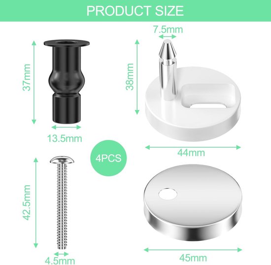 2 stuks wc-brilbevestiging schroef universele wc-bril bevestigingstoiletbril toiletbril opgeloste schroef eenvoudig te monteren toiletdeksel reserveaccessoires wc-bril bevestigingsset van boven