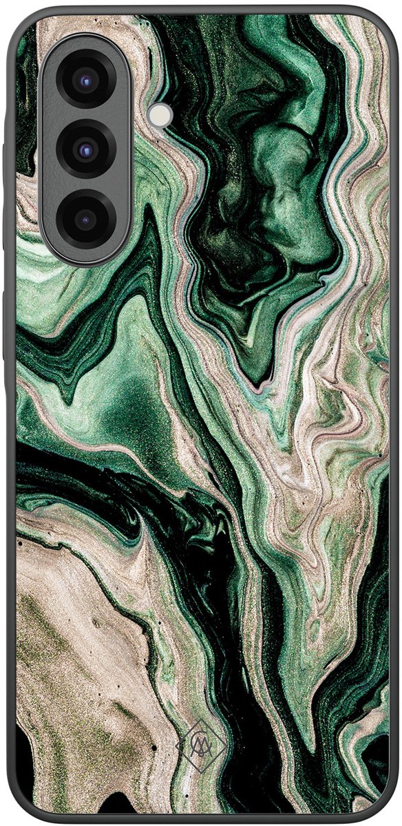 Casimoda® hoesje - Geschikt voor Samsung Galaxy A36 - Groen marmer / Marble - Zwart TPU Backcover - Marmer - Groen