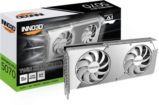 INNO3D NVIDIA GeForce RTX 5070 TWIN X2 OC White - Videokaart - 12GB - GDDR7 - PCIe 5.0 - 1x HDMI 2.1 - 3x DisplayPort 2.1