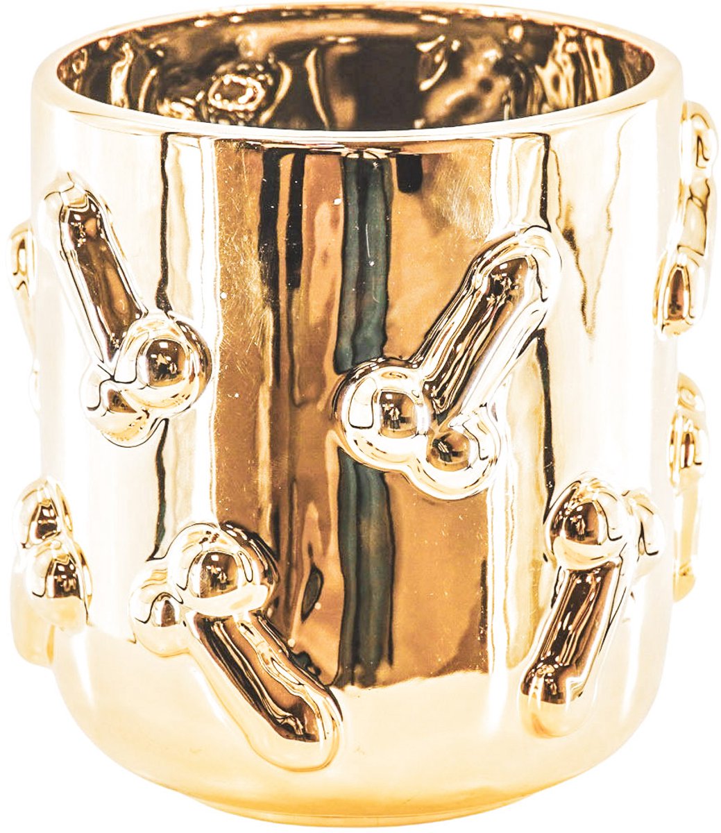 Housevitamin Pot - Planten Pot - Piemels - Keramiek - Goud - 17,5x17,5x17,5cm