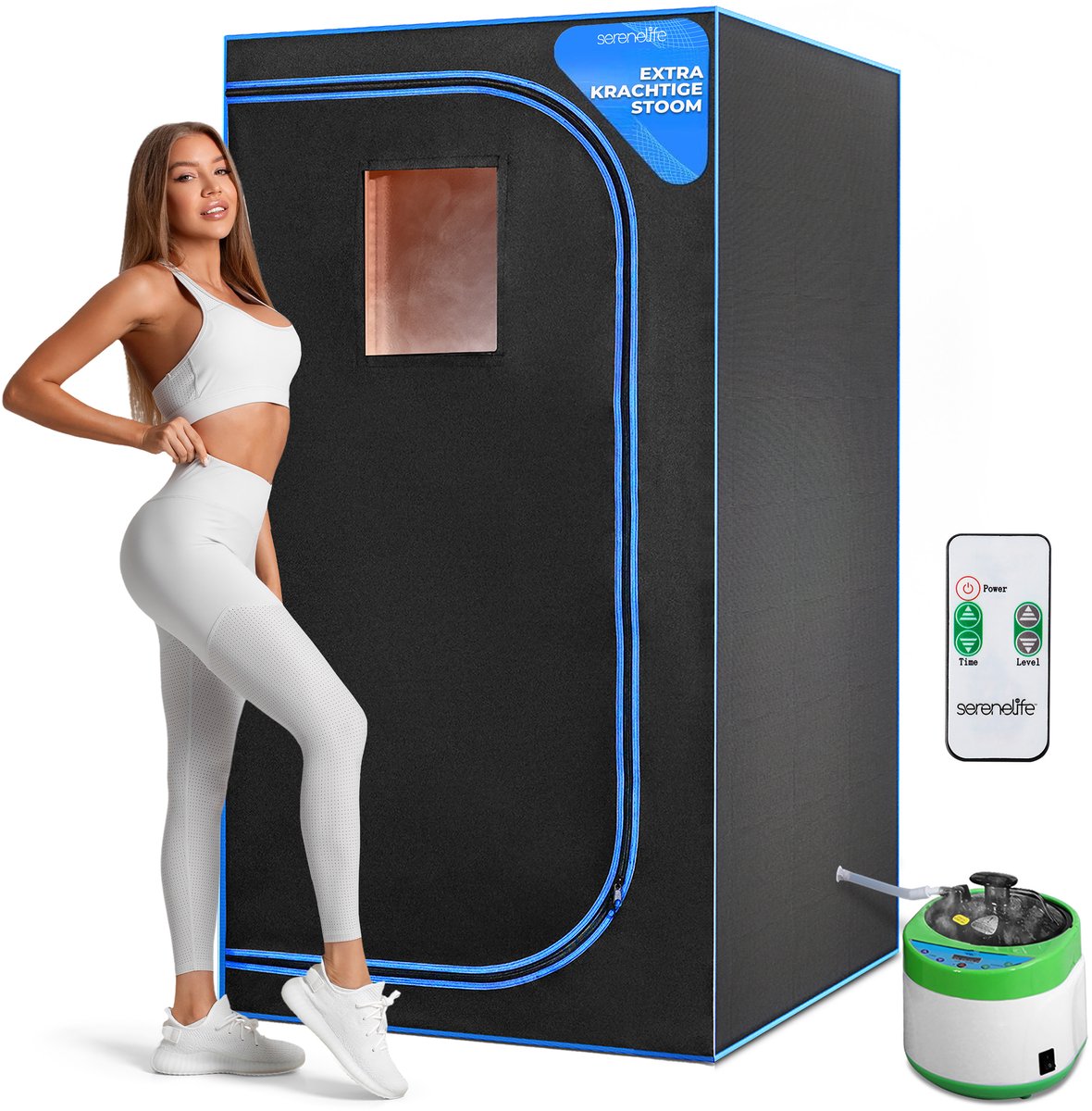 SereneLife sauna - draagbare sauna op ware grootte — Personal Home Spa, met afstandsbediening, opvouwbare stoel, timer