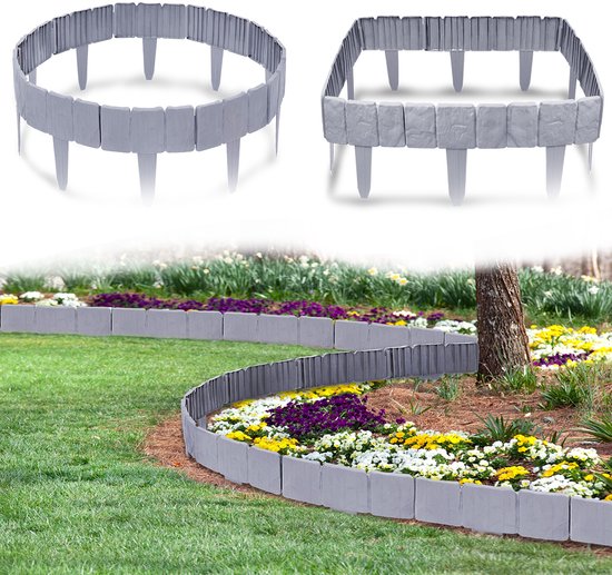 NAIZY Gazonrand Bedrand 5x10m Opvouwbare Kunststof Tuinrand Rotan