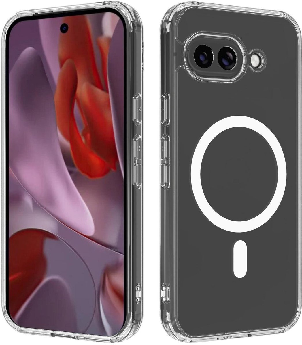 Mobigear Doorzichtig Hoesje geschikt voor Google Pixel 9a MagSafe Telefoonhoesje Hardcase | Mobigear Crystal Backcover | Geschikt voor MagSafe | Geschikt voor Draadloos Opladen met Magnetische Ring | Geschikt voor MagSafe Case - Transparant
