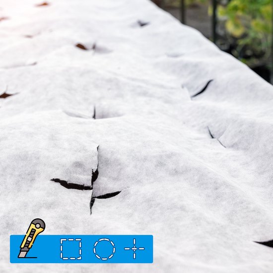 Rouleau de tissu non tissé FLOORDIREKT pour jardin - Toile anti-mauvaises herbes pour billons - Film anti-mauvaises herbes perméable à l'air et à l'eau - Tissu racinaire Extra résistant aux déchirures - 50 g/m² - Au mètre - Wit - 1,5 x 15 m