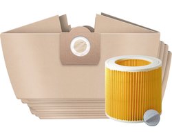 10x Dparts stofzuigerzakken en 1 filter - geschikt voor Karcher WD3 en MV3 series - met patroonfilter - nr. 6.959-130.0 - 69591300 - 6.414-552.0