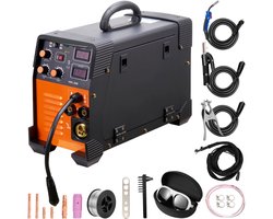 MIG Welder 200 Ampère 3-In-1 Lasapparaat, MIG Tig Booglasapparaat, Digitaal Display, Igbt DC-Omvormer, 220 V, Rood