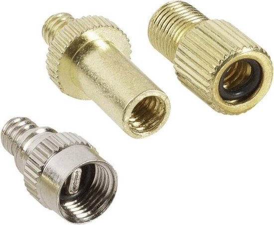 Verloopnippel voor fietsventiel - 3-delig - fietsventiel - verloopnippel