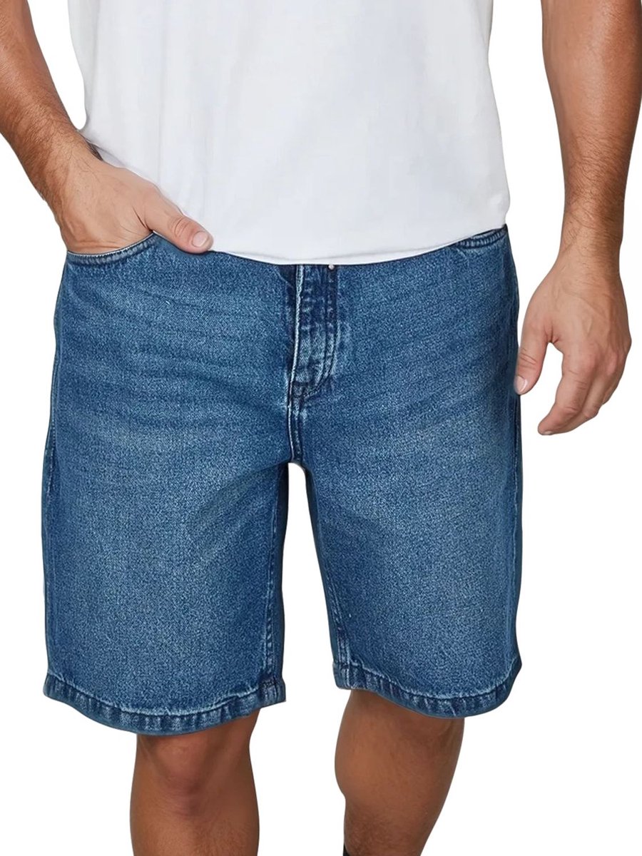 riverso Heren Short Broeken RIVAshton comfort/relaxed Fit Blauw Volwassenen - gemaakt van 100% katoen