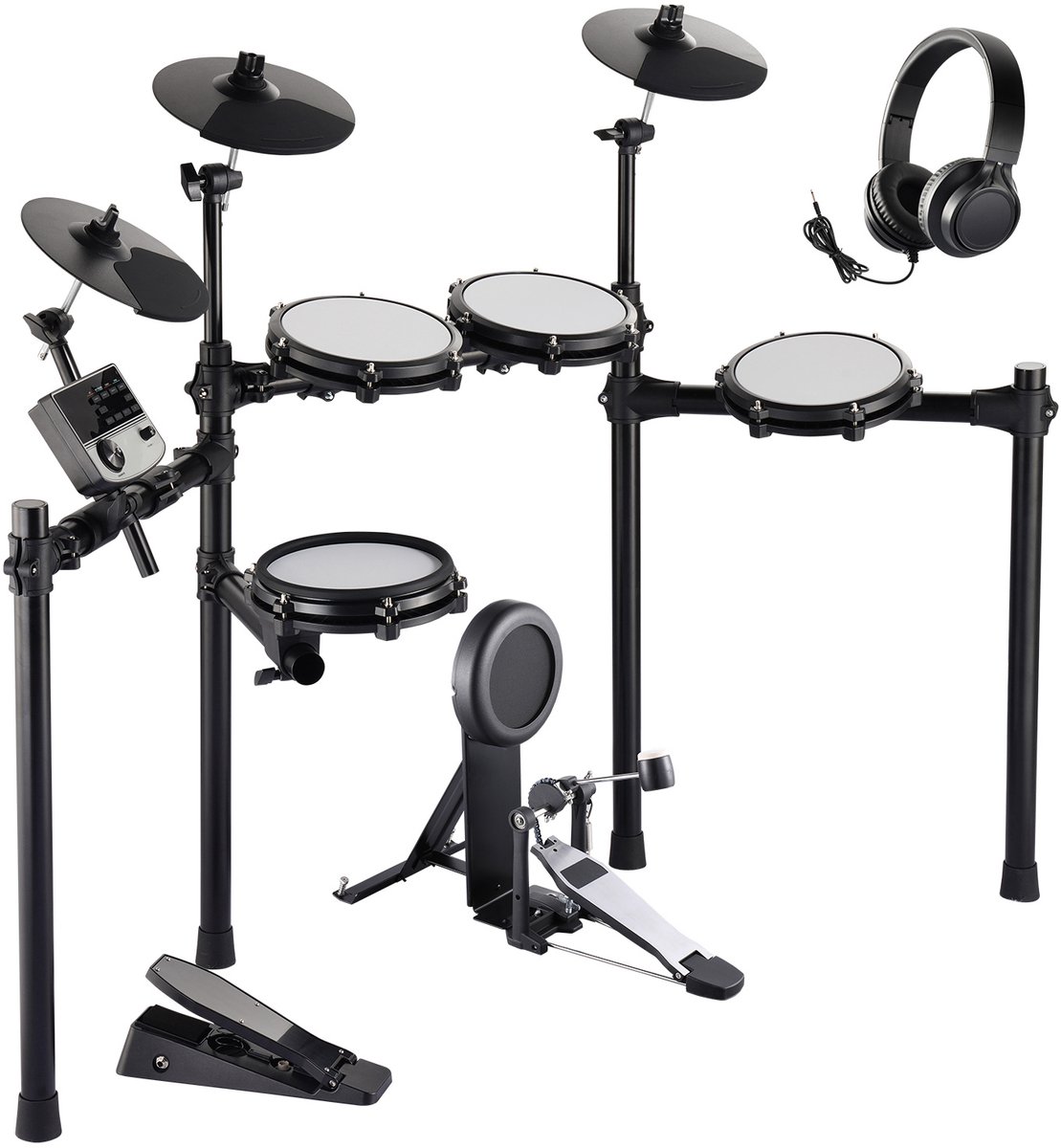 Elektronische Drumset, 32 Kits & 480 Geluiden, 8" Bekkens, met Drumstokken & Koptelefoon, voor Beginners & Volwassenen