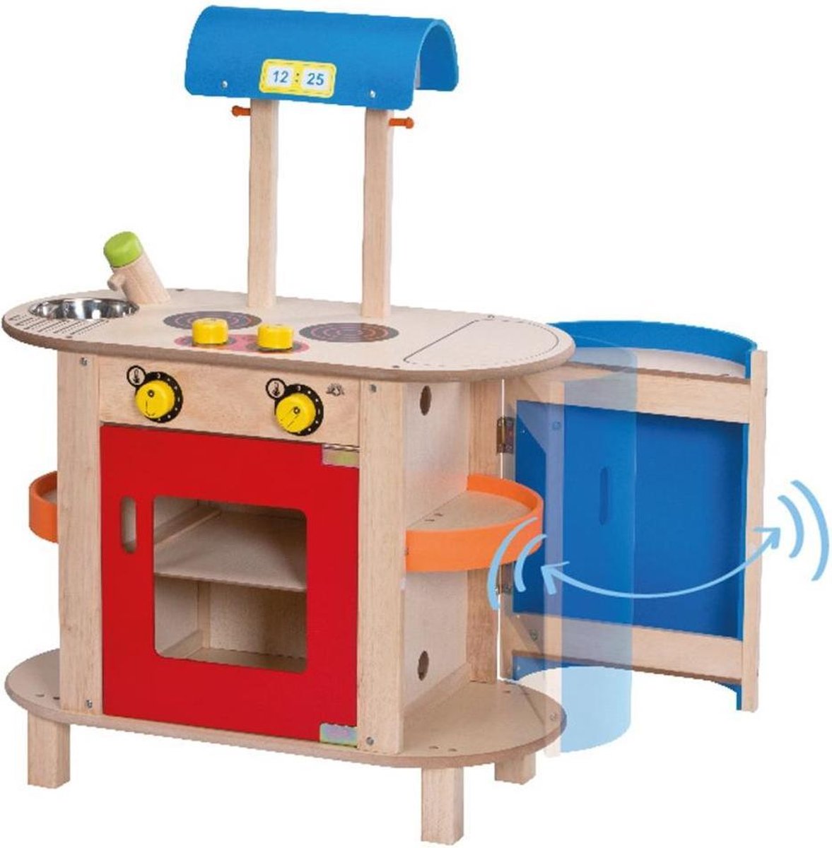 Wonderworld Kookeiland blauw en rood hout HOUT192443