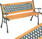 tectake® Gietijzeren Tuinbank – Nostalgisch Ontwerp met Gelakt Hout en Decoratief Gietijzer – 128 x 51 x 73 cm – Stevig en Waterbestendig