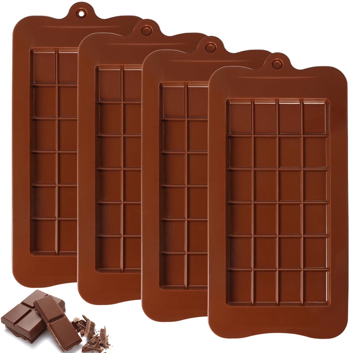 Ibenzoa® Onbreekbare en Herbruikbare Siliconen Chocoladevormen Set van 4 Stuks voor Veelzijdige Desserts
