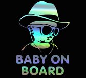 Actie4you® - Autosticker - Baby in Car – Baby on board – Baby sticker – 12CM x17CM - Reflecterend – 1 Stuk – Hoed – Olie kleur