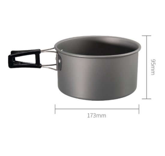 3 stuks - Kookset - Camping Kookset - Kookgerei - Camping Pannenset - Camping Kookgerei Kit - Keukengerei set - steelpan, pan, theepot - voor 2-3 personen - voor Buitenpicknick Kamperen Wandelen - Opvouwbare - aluminium van DEERFUN — afbeelding 5