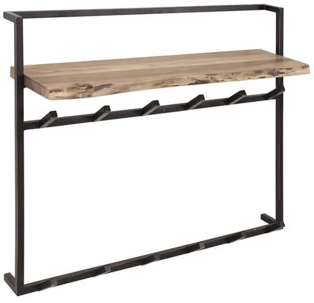 Luxe Kapstok Hangend 12 Haken - Wandkapstok Muur - Kapstokhaak 6x - Kapstokken Industrieel Staand - Wandkapstok met Hoedenplank Hout & Zwart Metaal Landelijk - Wandkapstok met Plank (100 cm x 30 cm x 80 cm)