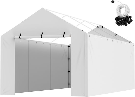 Auvent de remplacement pour parois latérales d'abri d'auto, 3 x 6 m, bâche résistante et imperméable avec Protection UV, installation facile avec Sangles d'arrimage, abri de Garage , Wit