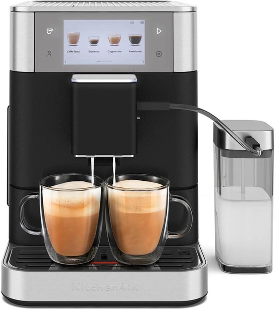 KitchenAid Volautomatische Espressomachine KF8 - TTouchscreen, 40+ receptopties, modus voor plantaardige dranken, 2 kopjes tegelijk vullen - Vulkaanzwart