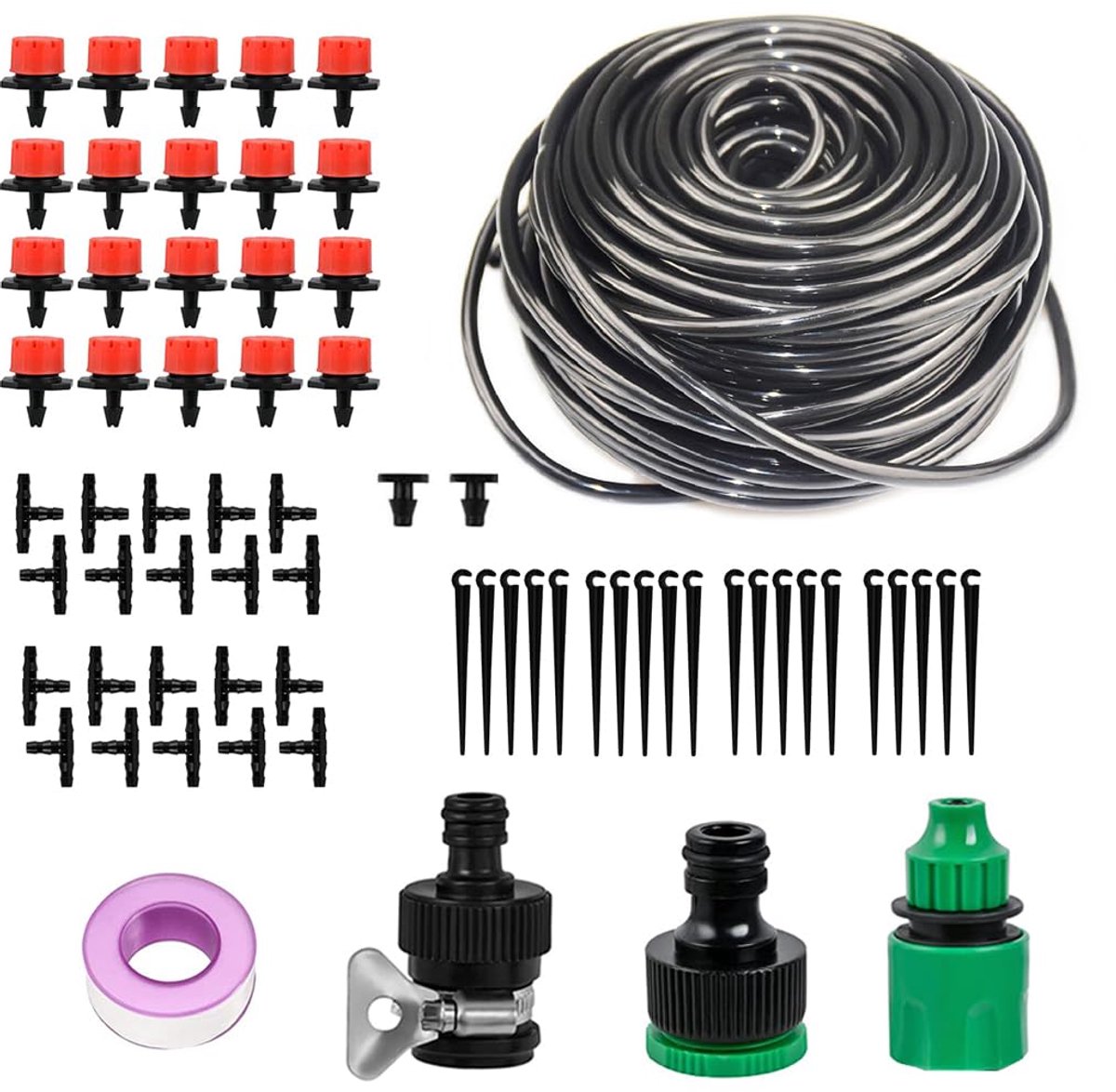 Automatische Druppelirrigatie Set voor Tuin en Planten - 15m Pvc-Slangen en Accessoires