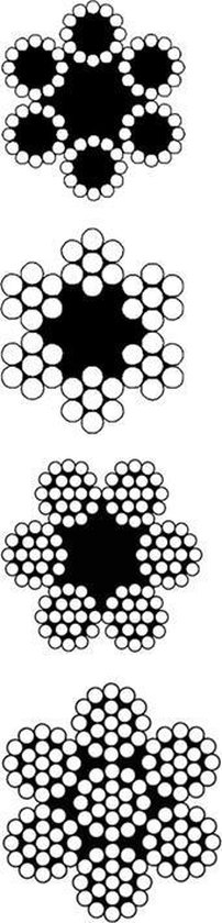 Câble acier 612 6mm 6X12 + 7Twk Galv 100M