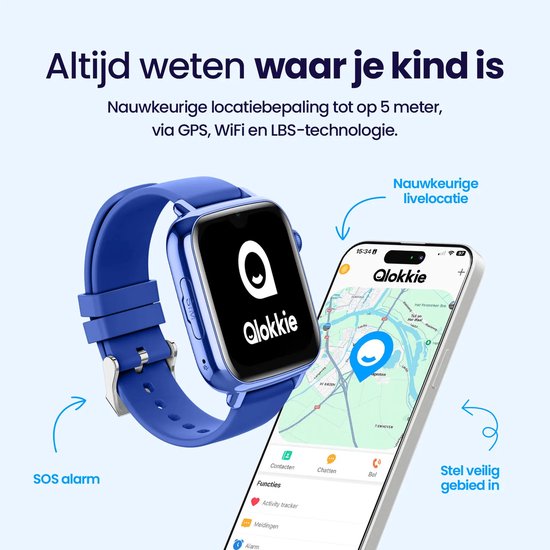 Qlokkie Kiddo Mini GPS Horloge Kind Roze