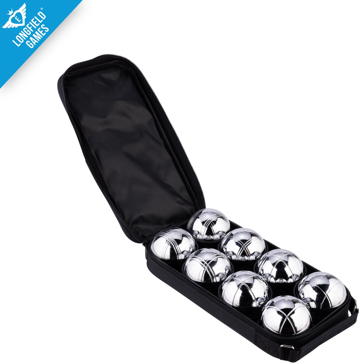 Metalen Jeu de Boules - 8 ballen in zwarte rits tas - Pétanque - Boules - Metalen ballen - Geschikt voor elke Jeu De Boules baan - Longfield — afbeelding 9