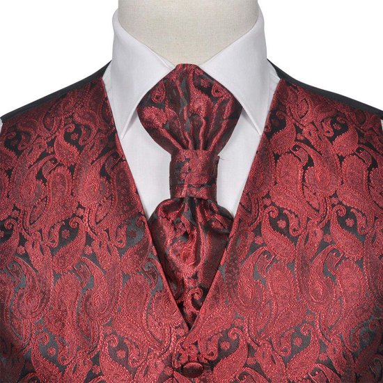 dief tv Moskee vidaXL Gilet set mannen paisleymotief bruiloft maat 50 bordeauxrood |  bol.com