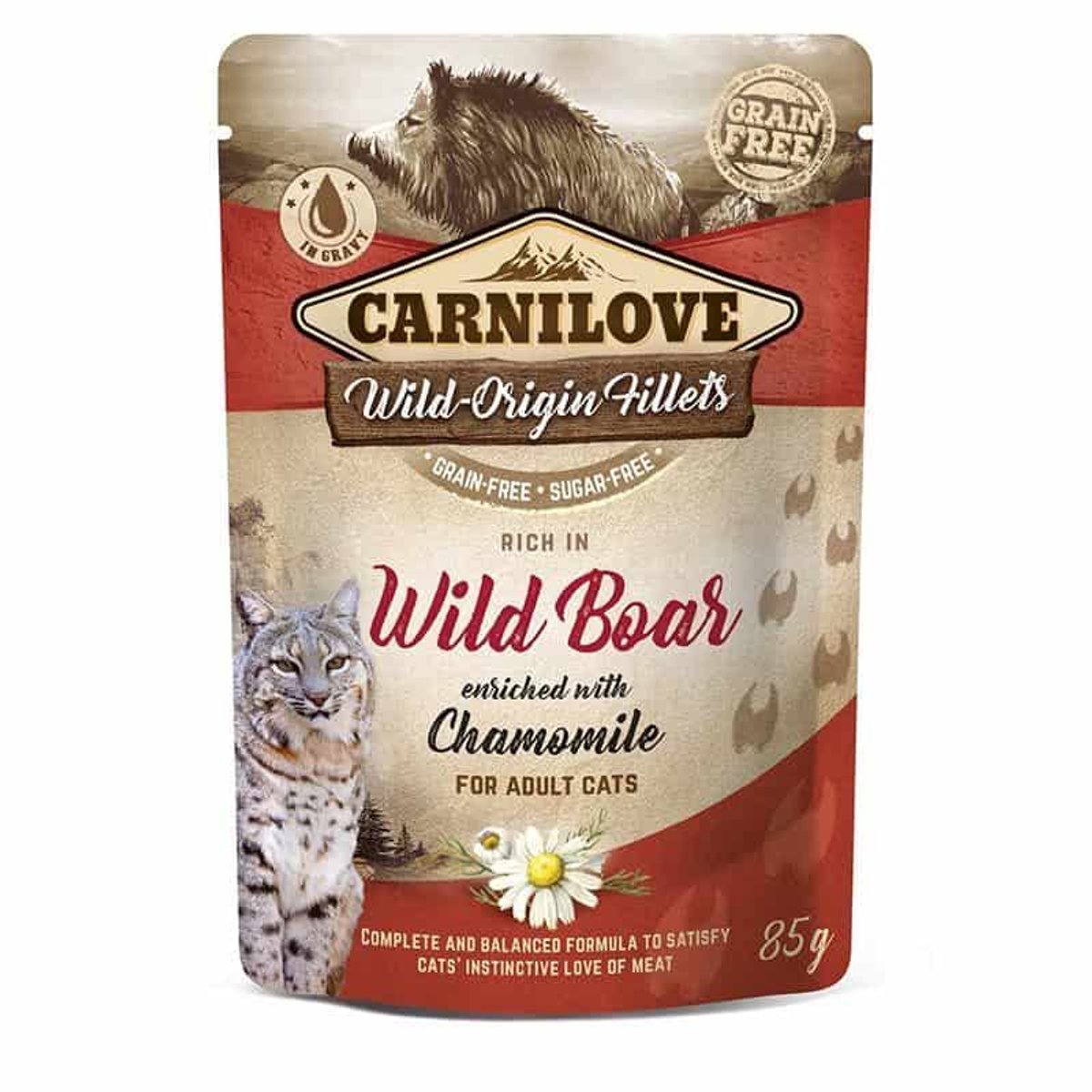 Carnilove Pouch Wild Boar - Eiwitrijk Natvoer - 24x85 Gr, Gezonde Maaltijd met Kamille