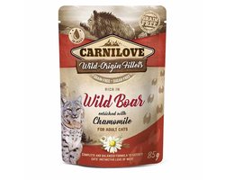 Carnilove Pouch Wild Boar - Eiwitrijk Natvoer - 24x85 Gr, Gezonde Maaltijd met Kamille