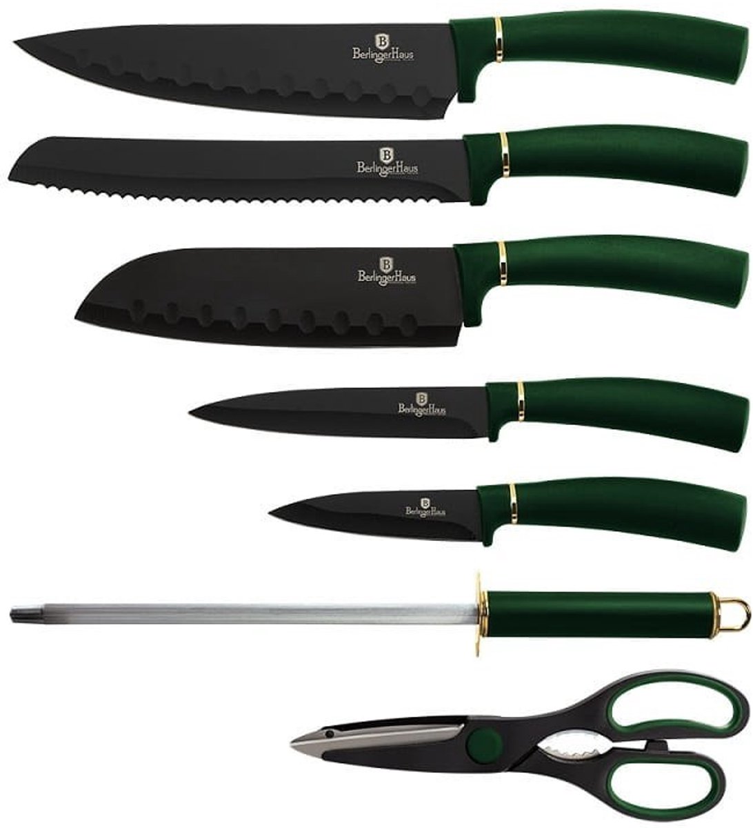 Berlinger Haus Emerald Serie - Messenset - Roestvrijstalen Lemmet - Non-stick Coating - Ergonomische Handgreep