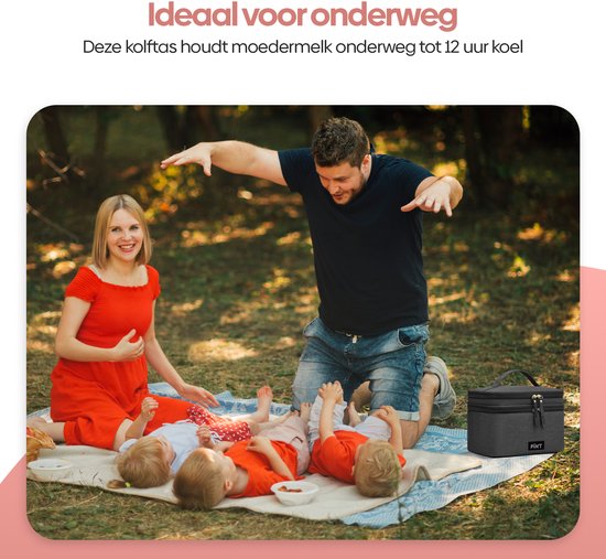 FÍNT® Luxe Koeltas - Voor Onderweg - Kolftas - Opbergruimte Borstkolf en Toebehoren - Moedermelk tot 12 uur Koel - Koeltassen Moedermelk - Zwart van FÍNT — afbeelding 2