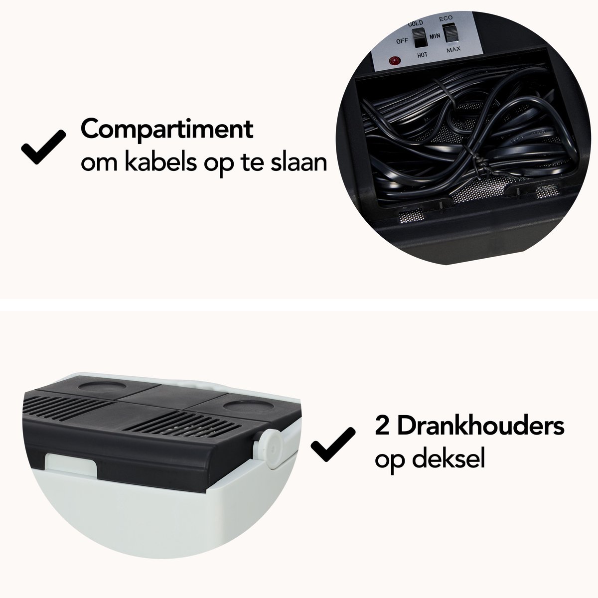 Aviro Elektrische Koelbox - 30L - Coolbox - 12V en 230V - Frigobox - Koelen en Verwarmen - Zwart – foto 7