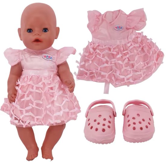 Baby Born roze schattig jurkje met crocs schoentjes – Accessoire en Kleertjes voor je 36 + 43 cm BabyBorn Pop