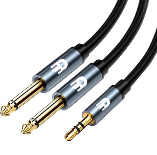 Drivv. Premium 3,5 mm Jack naar Dual 6,35 mm Kabel - Jack Kabel - 3 meter