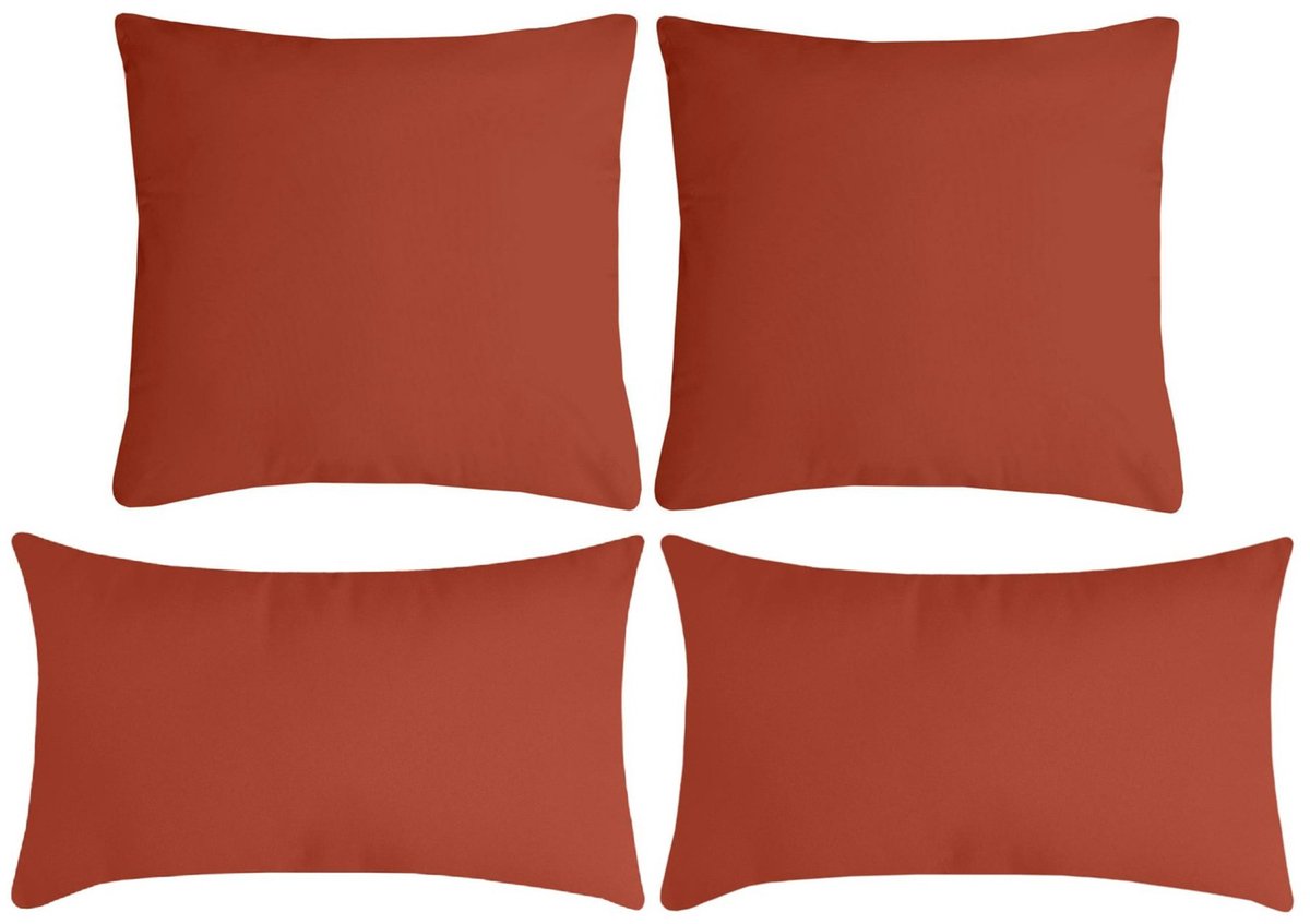 Stof Textile sierkussen Nelson - set 4x - terracotta - 2 formaten - bank kussens - polyester