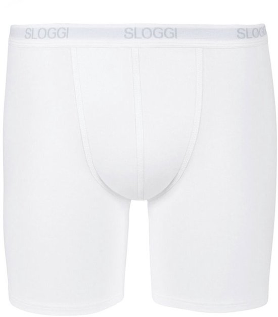 Witte Sloggi boxershort met grijze elastische tailleband met logo.
