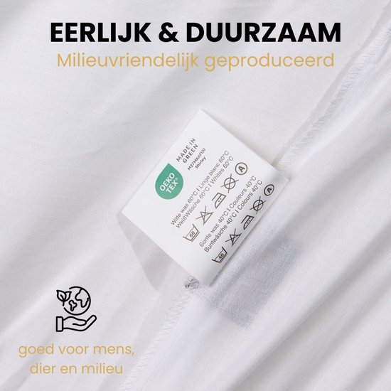 Superieur Dekbedovertrek Twin Face - Wit - 100% Katoen - 200x200/220cm Tweepersoons – Streel wit dekbedset – adembenemend in uitstraling – optimaal ventilerend en ademend