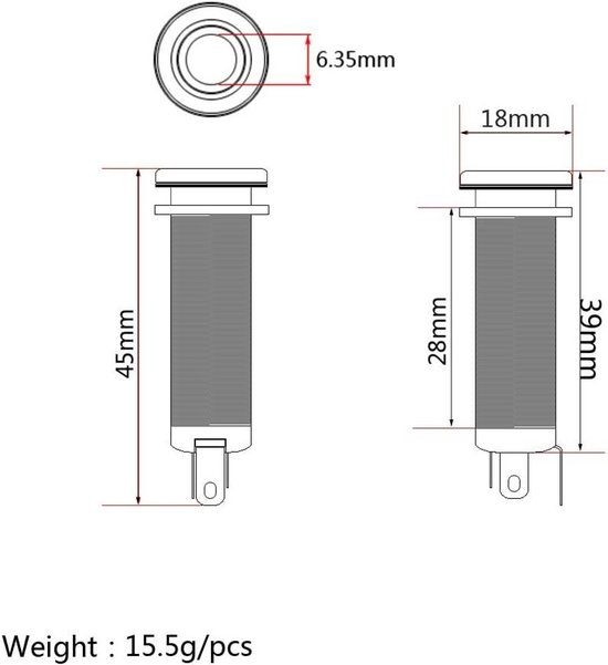 Musiclily Pro 6,35mm Mono/Stereo Endpin Output Jack Strap Button Jack Socket voor Akoestische Gitaar Basgitaar, Goud