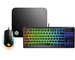 SteelSeries Gaming Bundel – Apex 3 TKL Gaming Toetsenbord + Rival 3 Gaming Muis + QcK Mini Muismat
