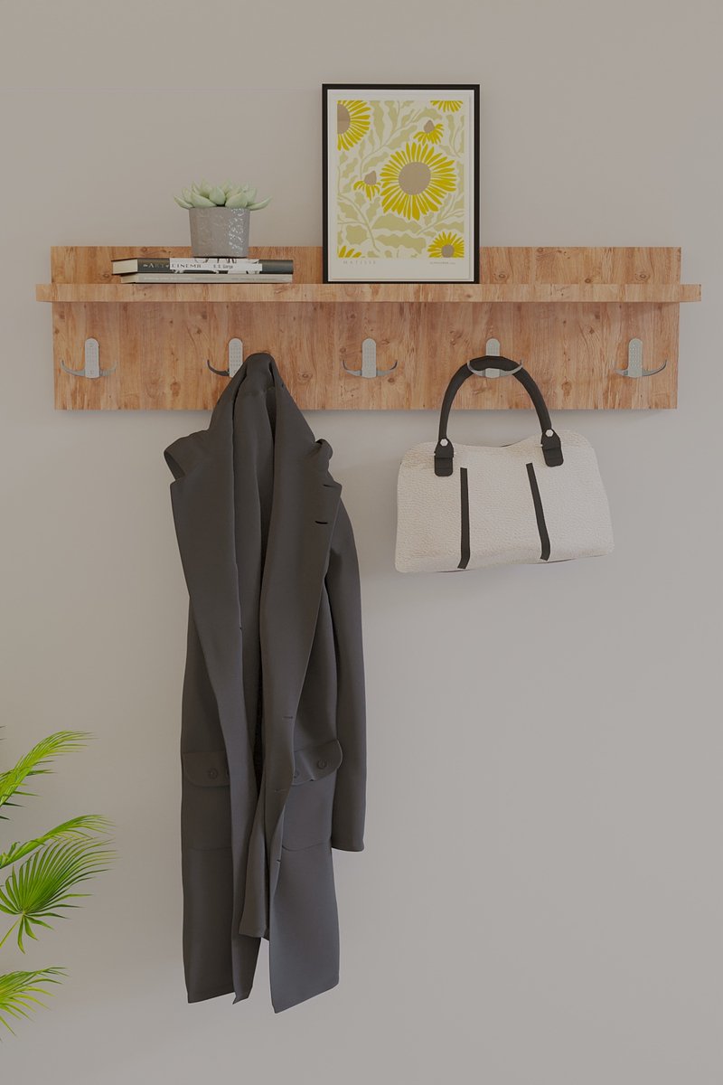 Kapstok| Wandkapstok | Modern Stijl Kapstok| Licht Walnoot|70 cm