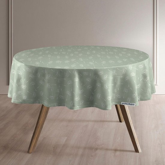 Nappe Ronde Fluff Flower Vert Ø138cm - Nappe Lavable - Plastique