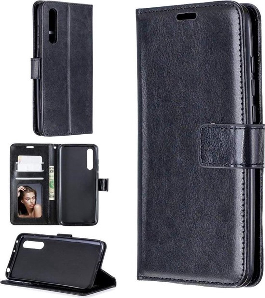 Portemonnee Book Case Hoesje Geschikt voor: Samsung Galaxy A7 2018 - Zwart
