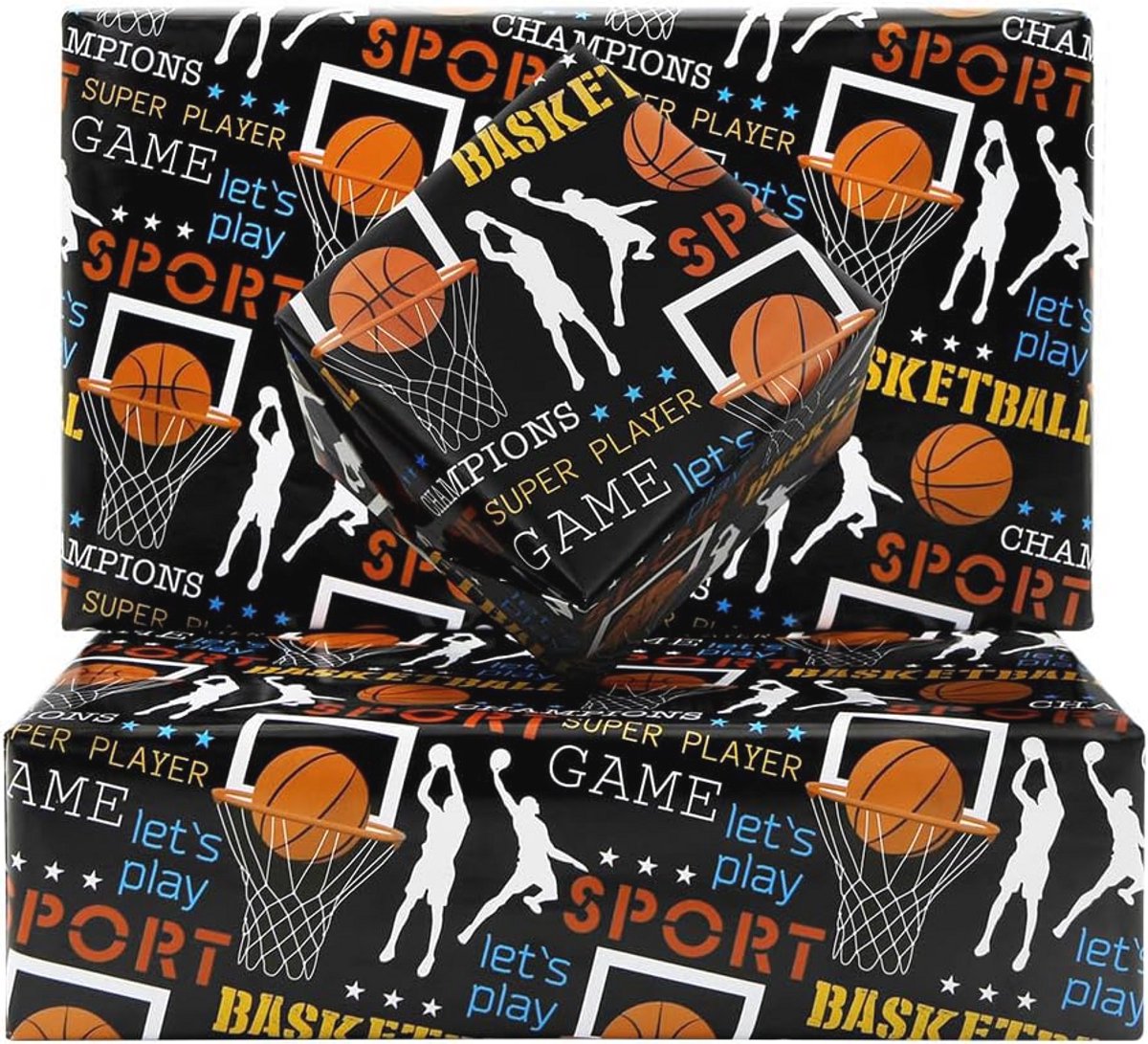 Sportthema inpakpapier - 4 vellen van 50 x 70 cm - Perfect voor verjaardagen en feesten