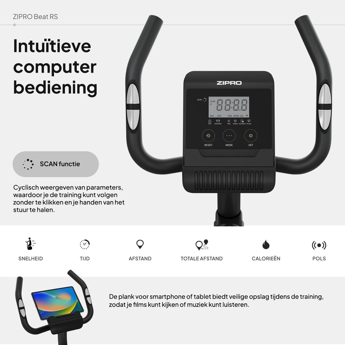 Zipro Beat RS Hometrainer Magnetisch met Hartslagsensoren - afbeelding 3