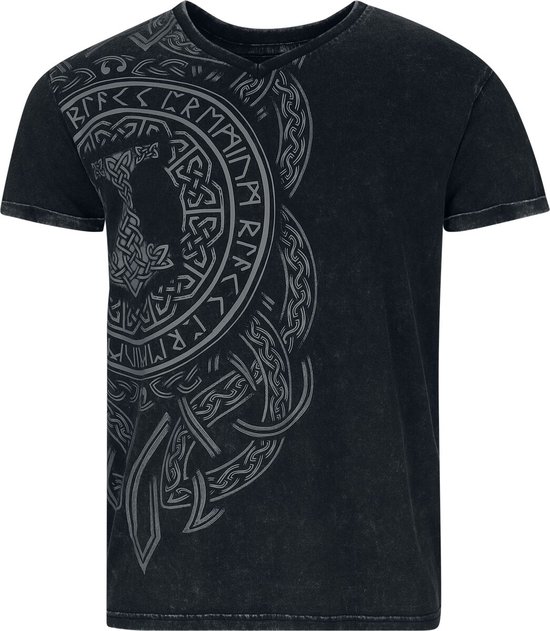 Black Premium by EMP Uomo T-Shirt Nera con Stampa Teschio