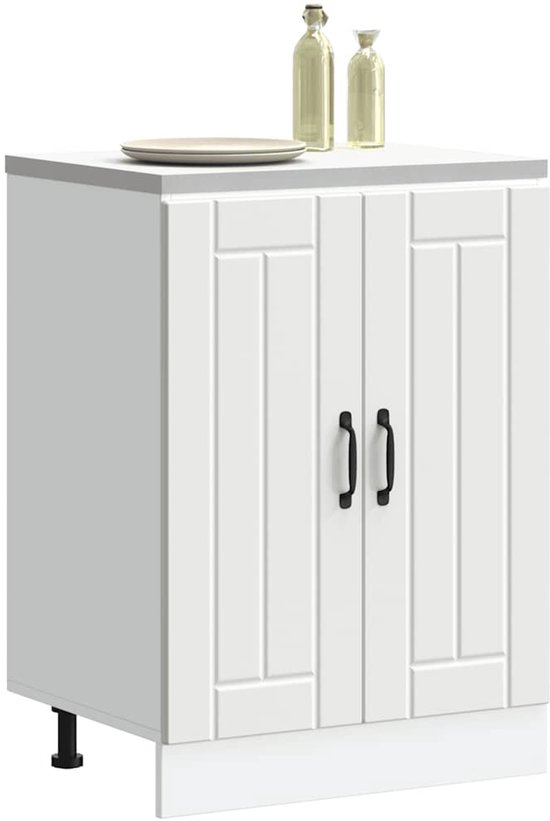 Meuble bas d'évier vidaXL Lucca Wood Blanc - Meuble bas d'évier - Meubles bas d'évier - Meuble bas de Cuisine - Meuble bas d'évier